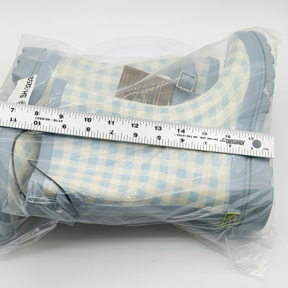 Western Chief Grunge Gingham Mid Rain Boot Size 8 Women Cornflower Blue Gingham - Picture 3 of 8